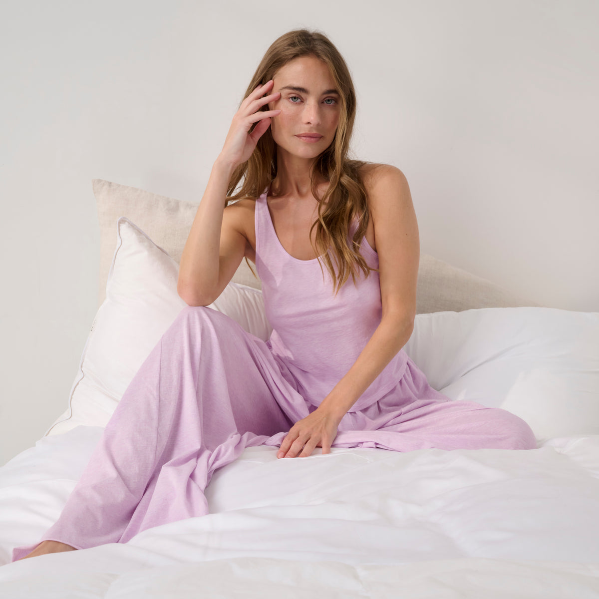 Lunya Pajamas - Organic Pima Curved Hem Tank #Dreamy Lilac Heather