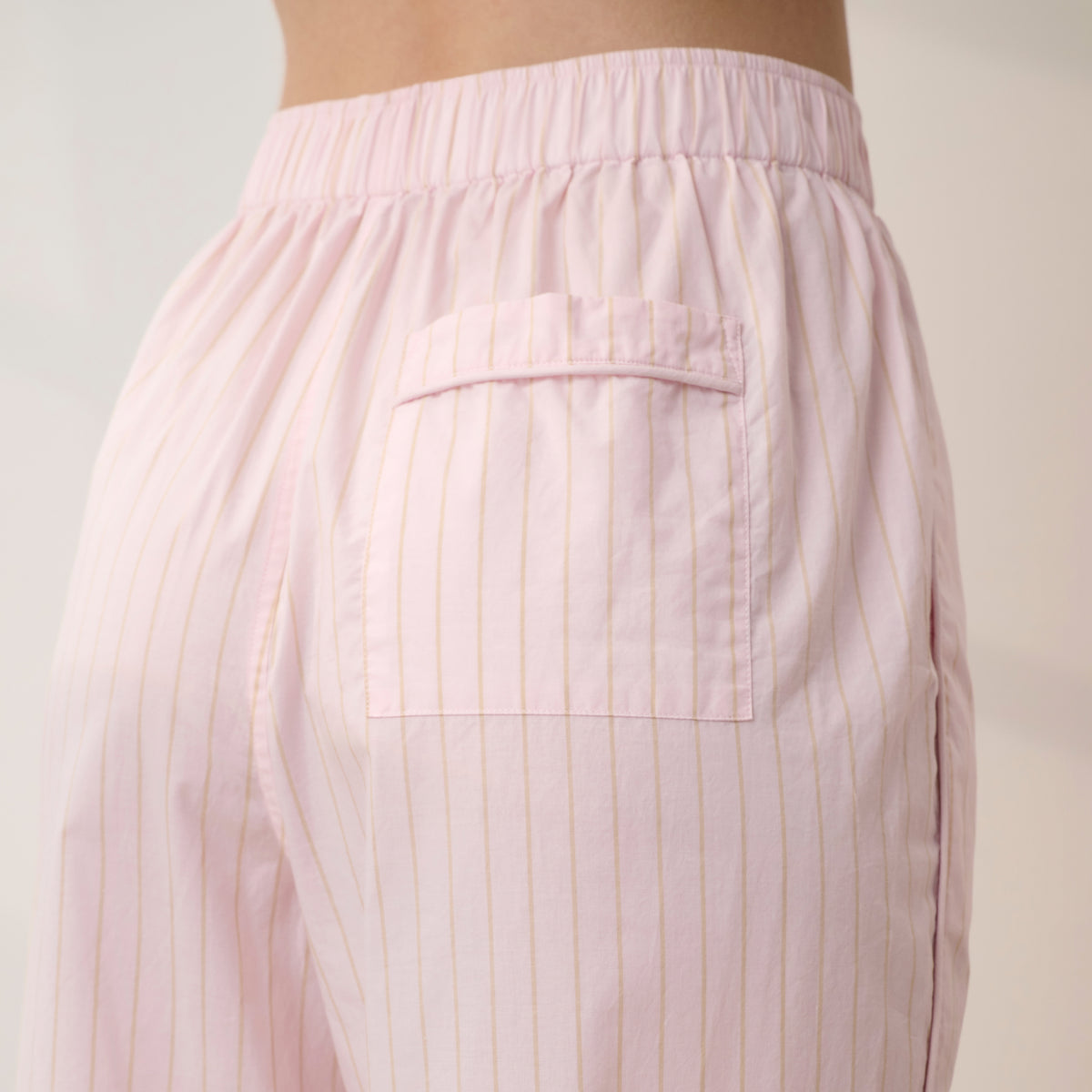 Lunya Pajamas - AIRY COTTON PIPED WIDE LEG PANT #ROSEWATER STRIPE