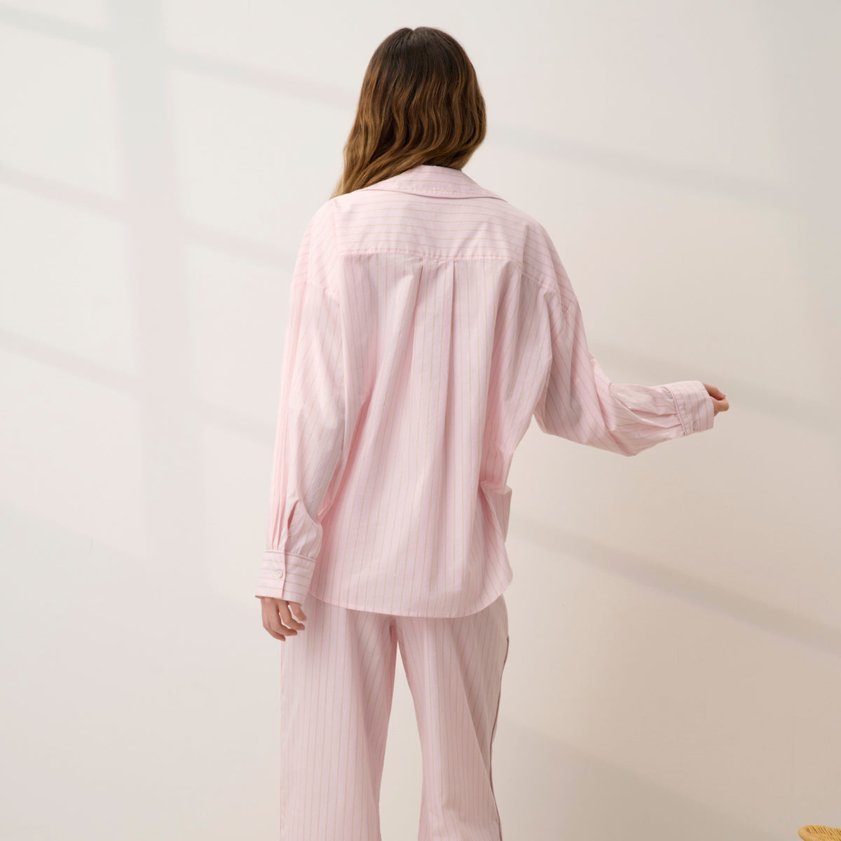 Lunya Pajamas - AIRY COTTON PIPED BUTTON DOWN #ROSEWATER STRIPE