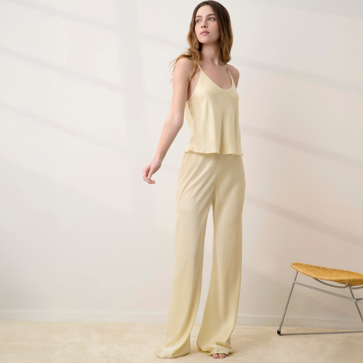 Lunya Pajamas - WASHABLE SILK BIAS CAMI PANT SET #FRENCH BUTTER