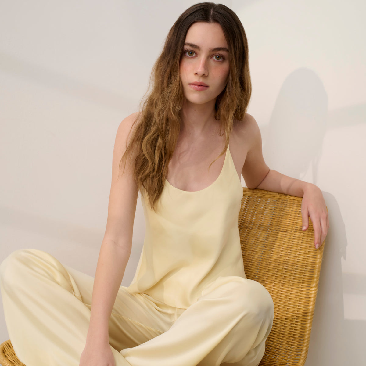 Lunya Pajamas - WASHABLE SILK BIAS CAMI PANT SET #FRENCH BUTTER