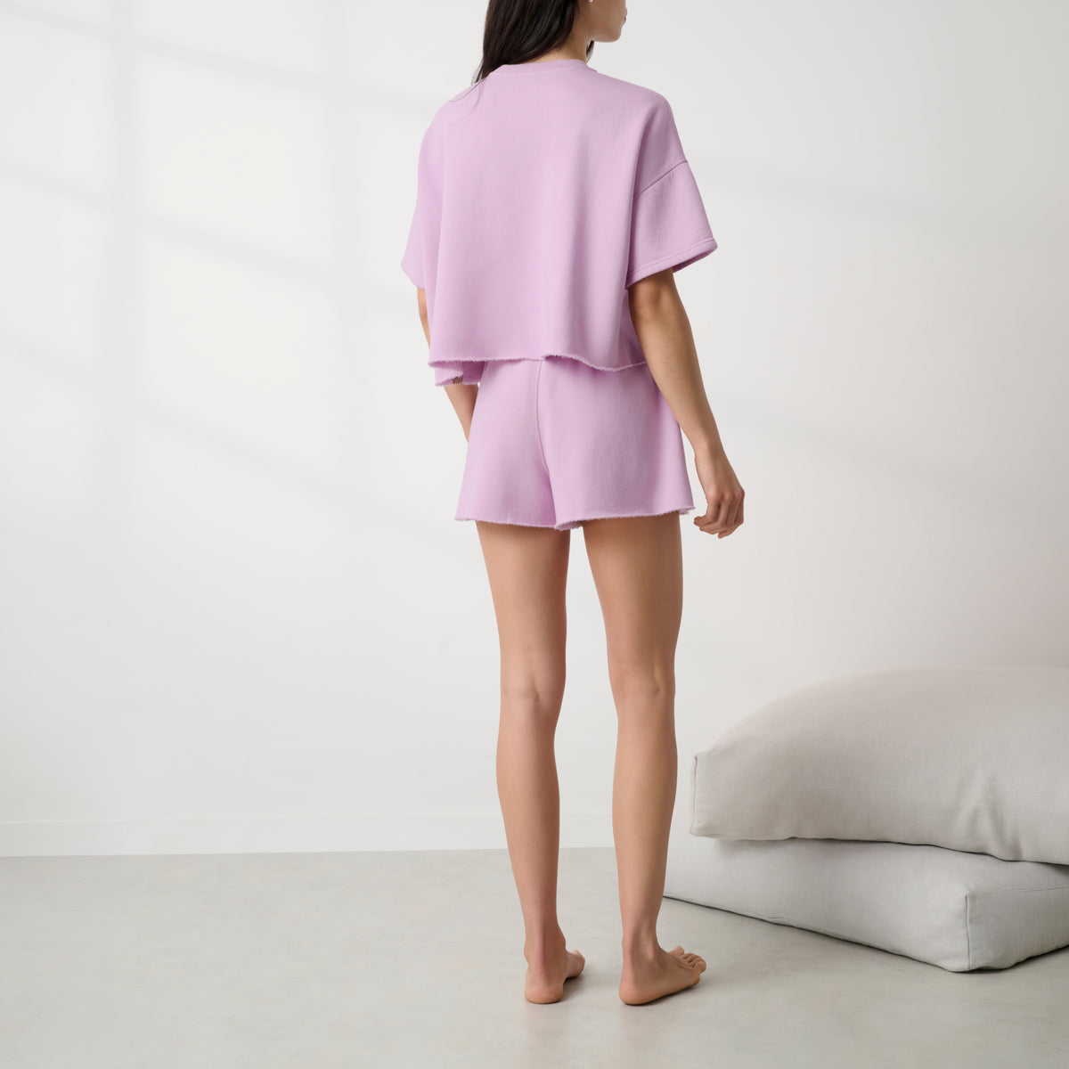 Lunya loungewear - SILKSWEATS™ MIDWEIGHT REVERSIBLE SHORT #BLUSHED LAVENDER