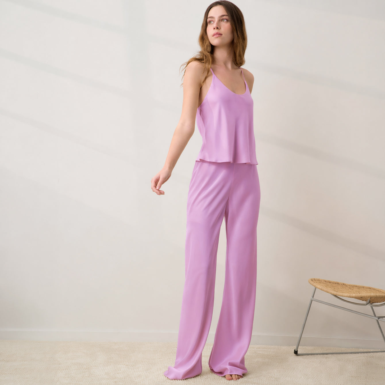Washable Silk Bias Cami Pant Set in Lilac Bloom | Lunya