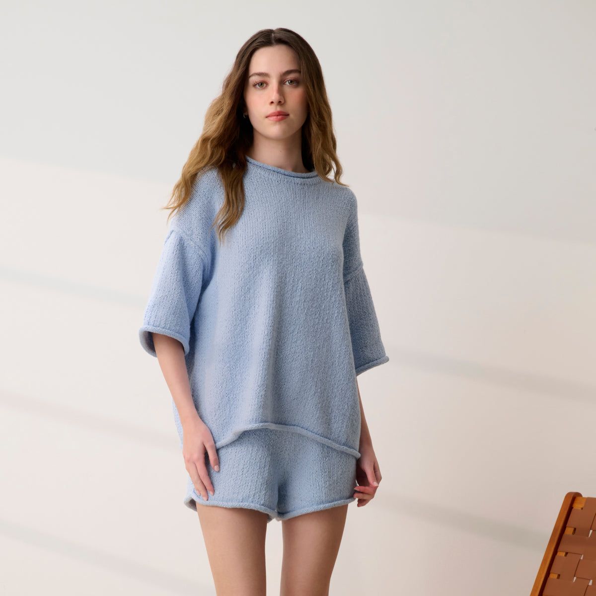 Lunya Loungewear - CLOUD COTTON SWEATER SHORT #WHISPER BLUE