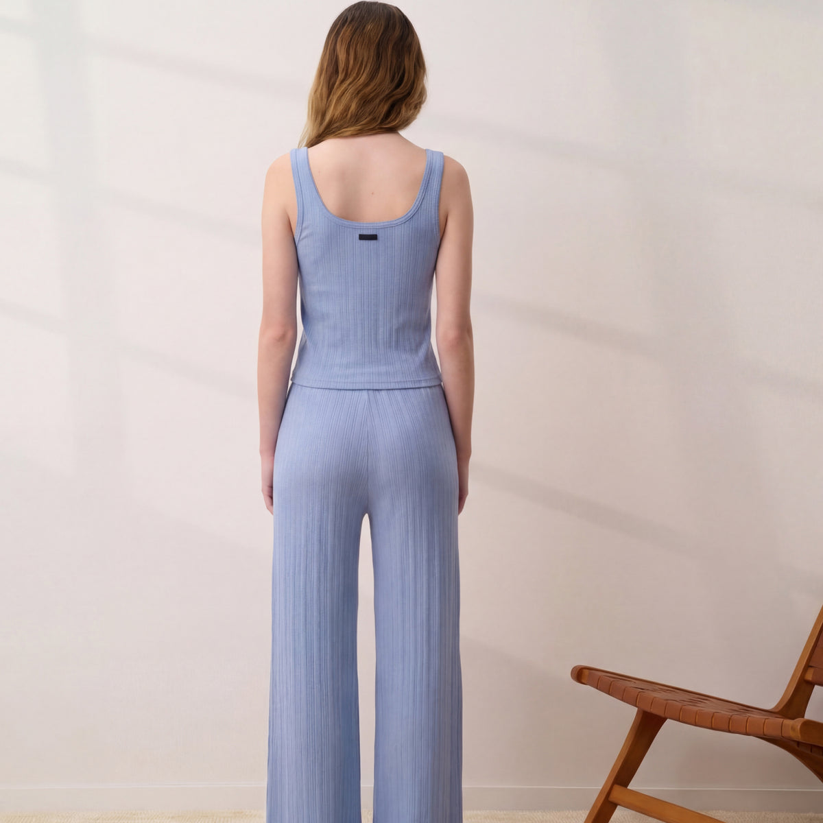 Lunya Loungewear - POINTELLE SCOOP NECK TANK #BLUEBELL BLOOM
