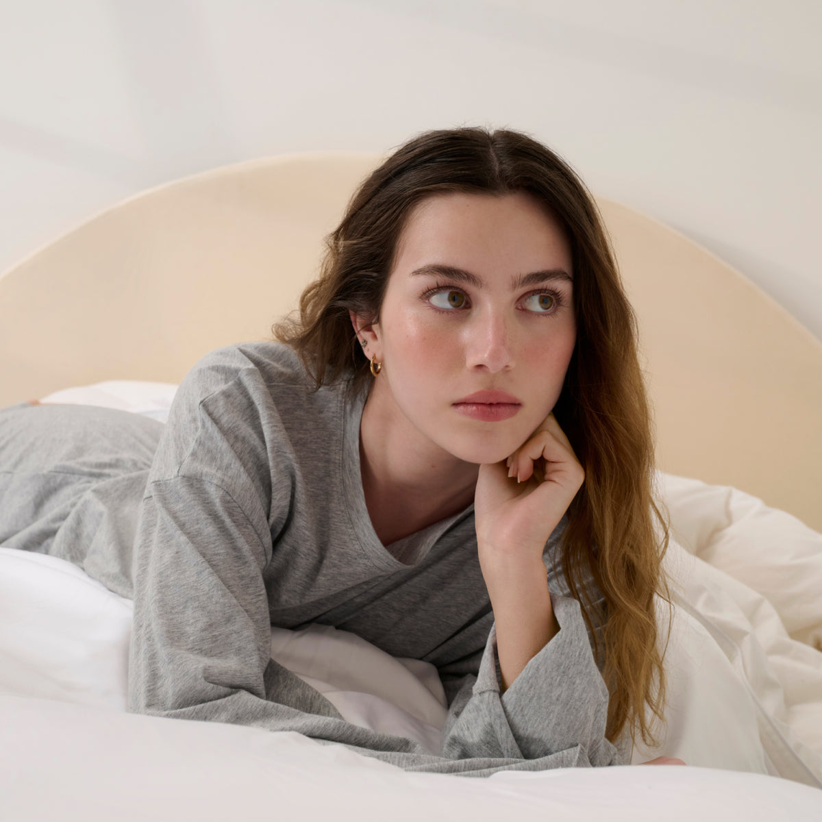 Lunya Pajamas - ORGANIC PIMA WIDE SLEEVE TEE #Storm Grey Heather