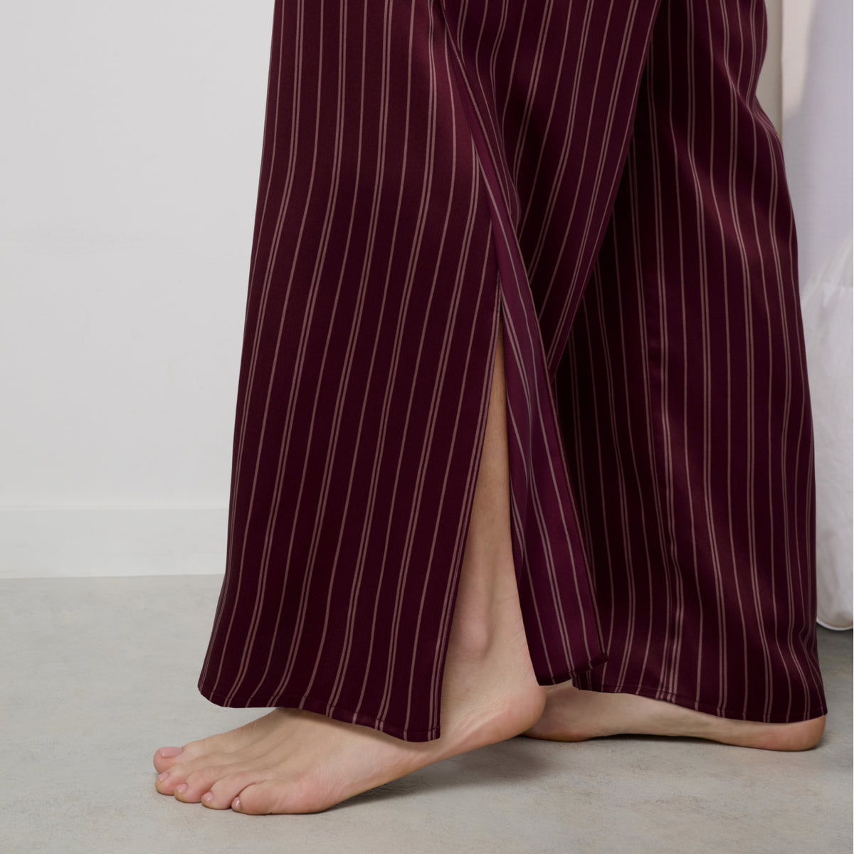 Lunya Pajamas Washable Silk High Rise Pant Set - #Currant Veil Stripe