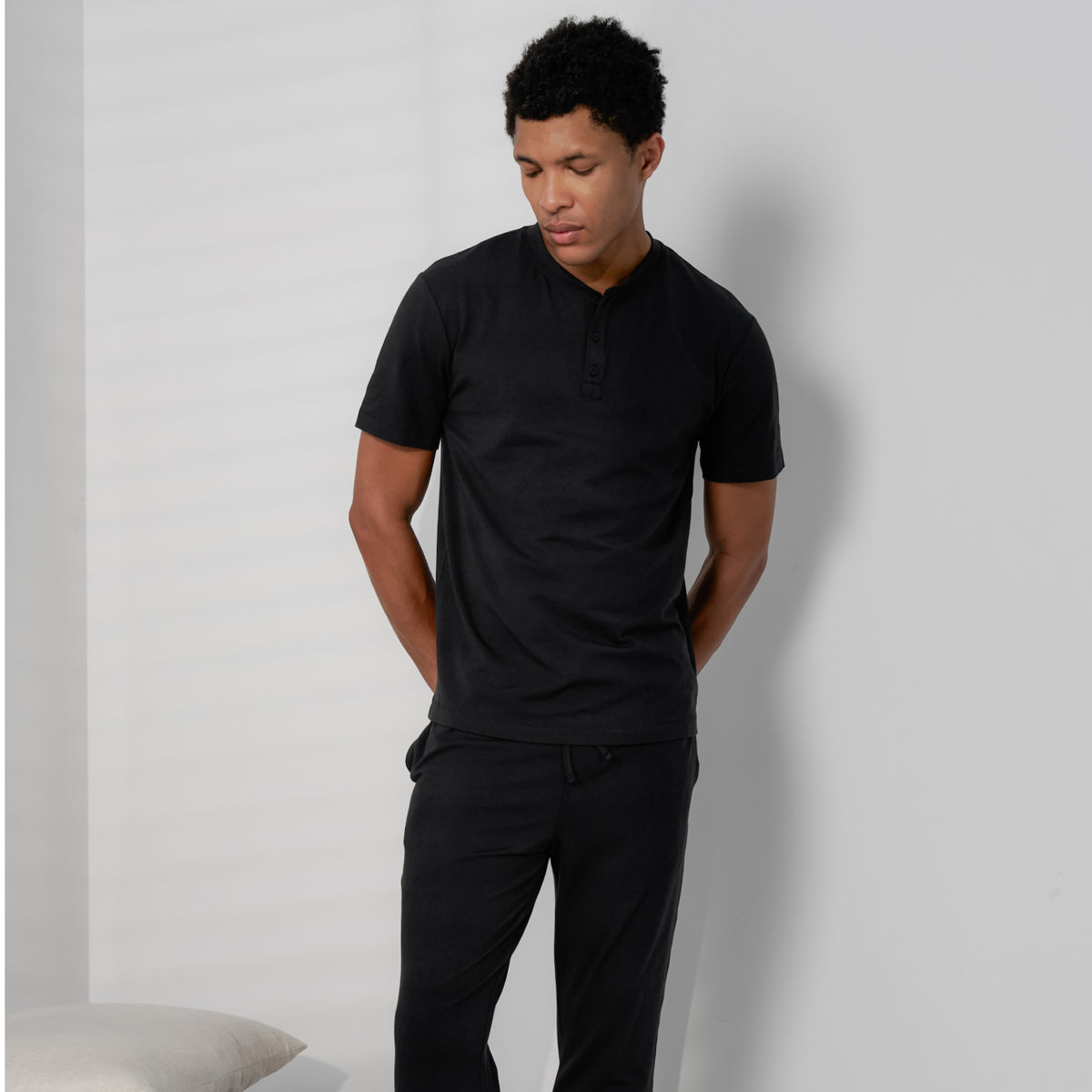 Lunya Pajamas Men's Slumberknit™ Henley Tee - #Immersed Black