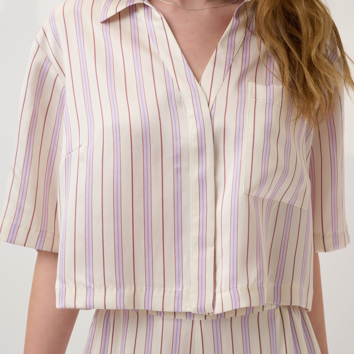 Lunya Pajamas - WASHABLE SILK HIGH RISE PANT SET #Wisteria Stripe