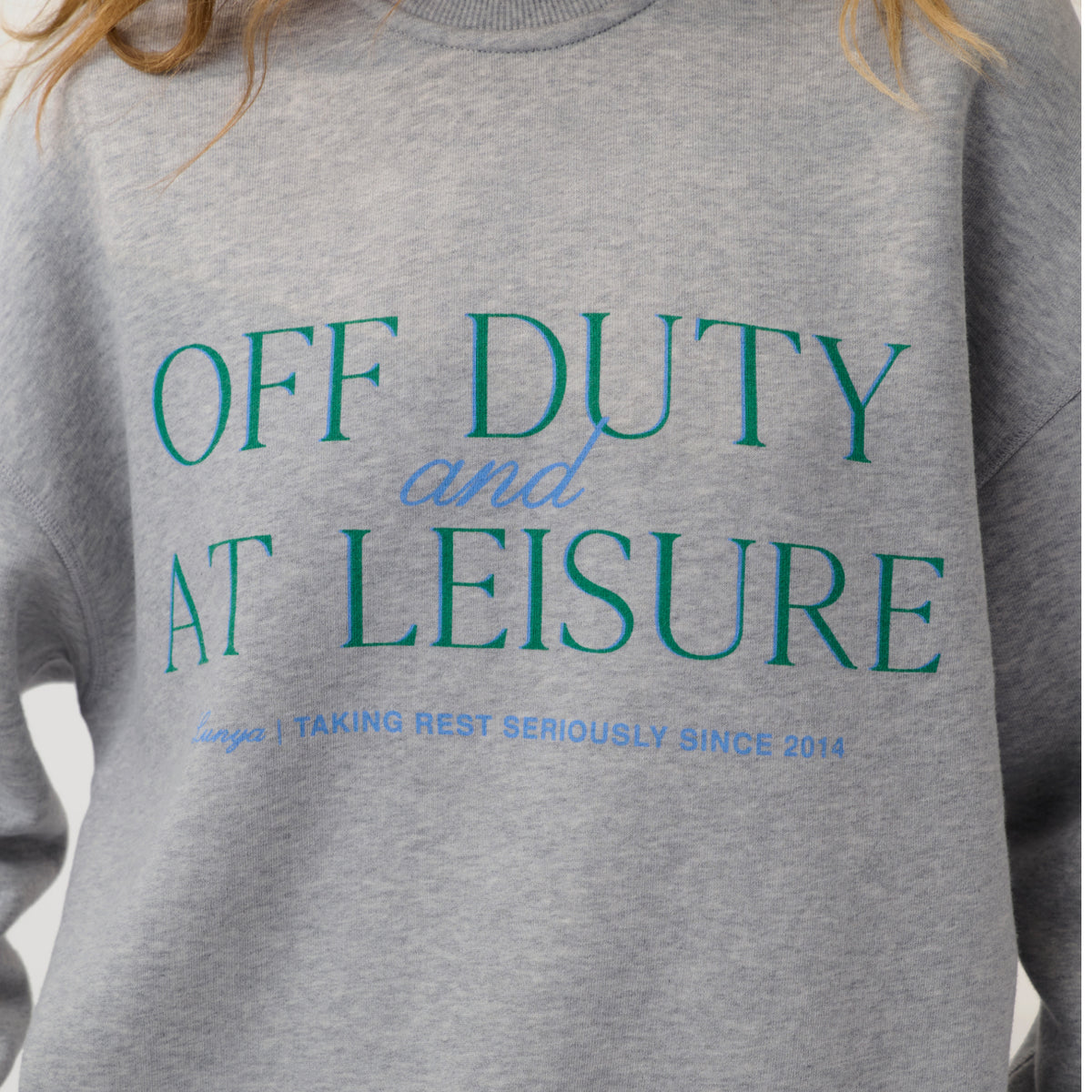 Lunya Loungewear - Silksweats™ Midweight Graphic Sweatshirt Off Duty Leisure #H Grey/Meadow