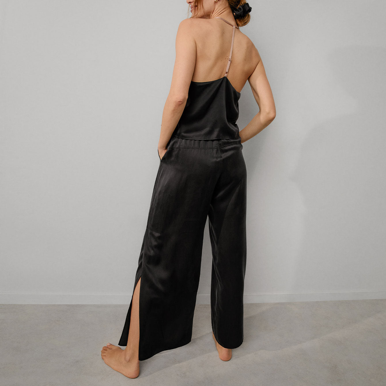Lunya Sleepwear Washable Silk Cami Pant Set - #Immersed Black/Otium Tan