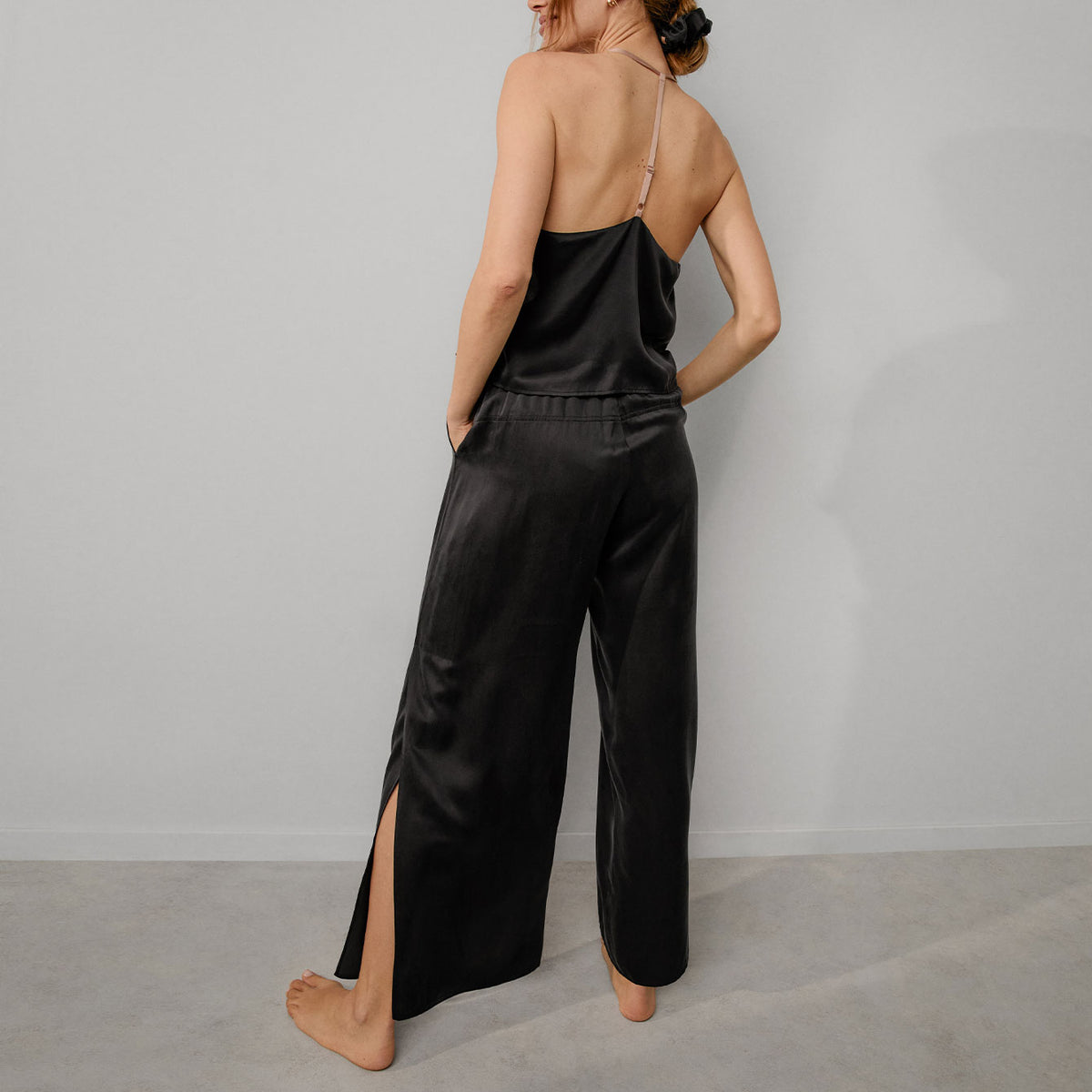 Lunya Sleepwear Washable Silk Cami Pant Set - #Immersed Black/Otium Tan