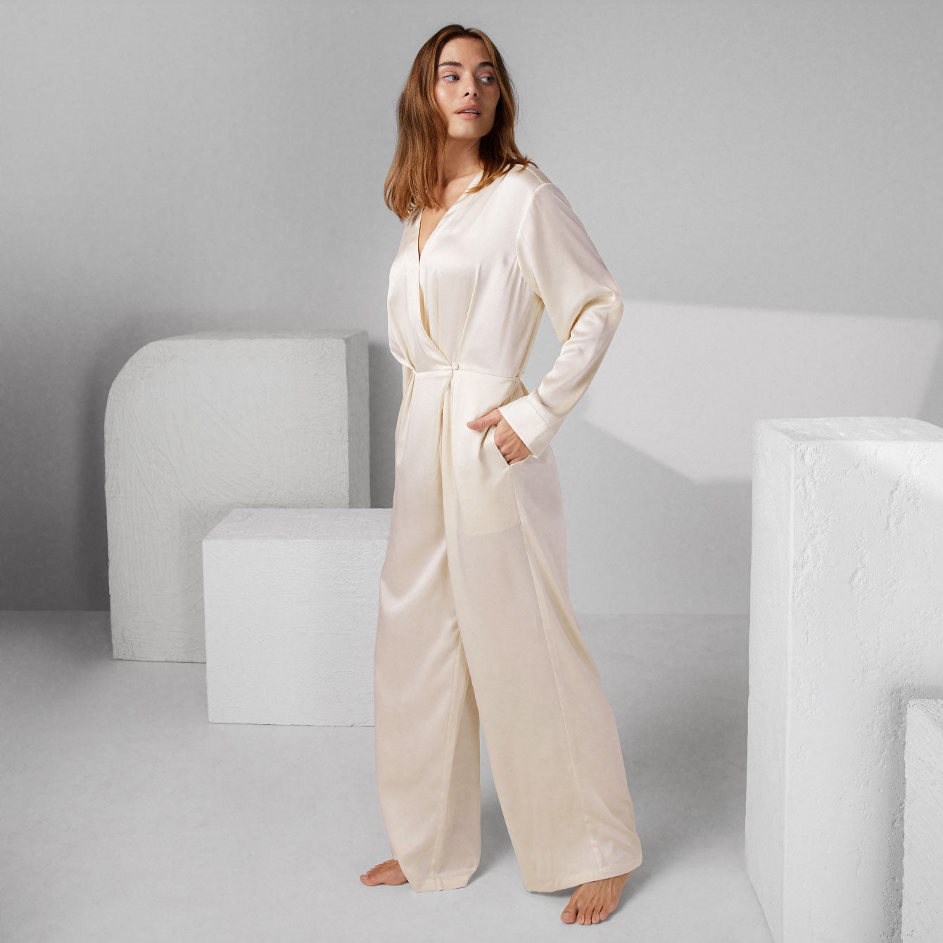 Washable Silk Long Sleeve Jumpsuit – Lunya