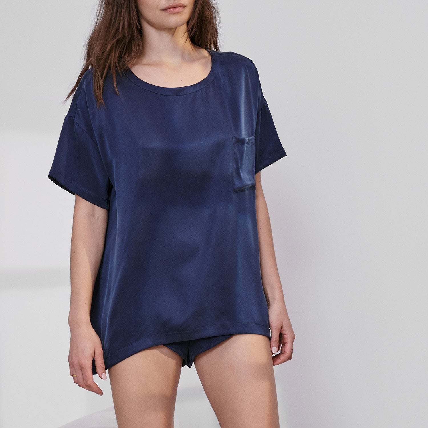 Washable Silk Tee Set - #Deep Blue