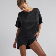 Lunya Sleepwear Washable Silk Tee Set - #Immersed Black