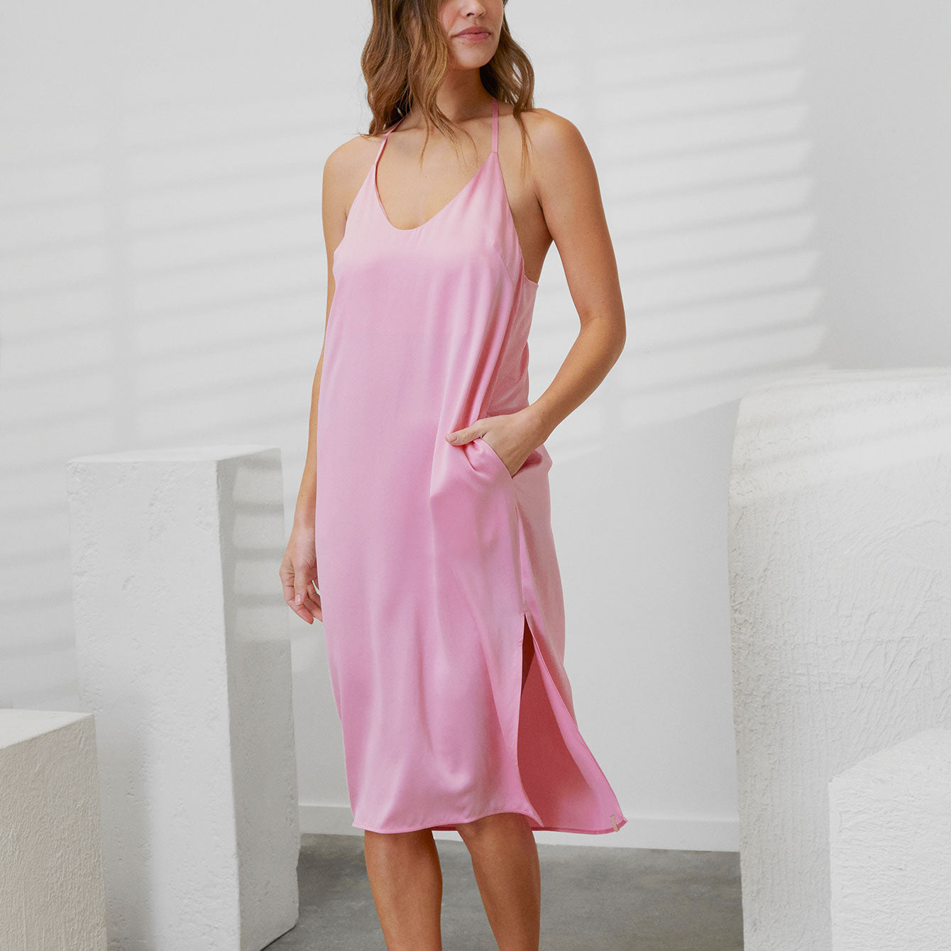 Washable Silk Slip Dress - Etude Pink / XS