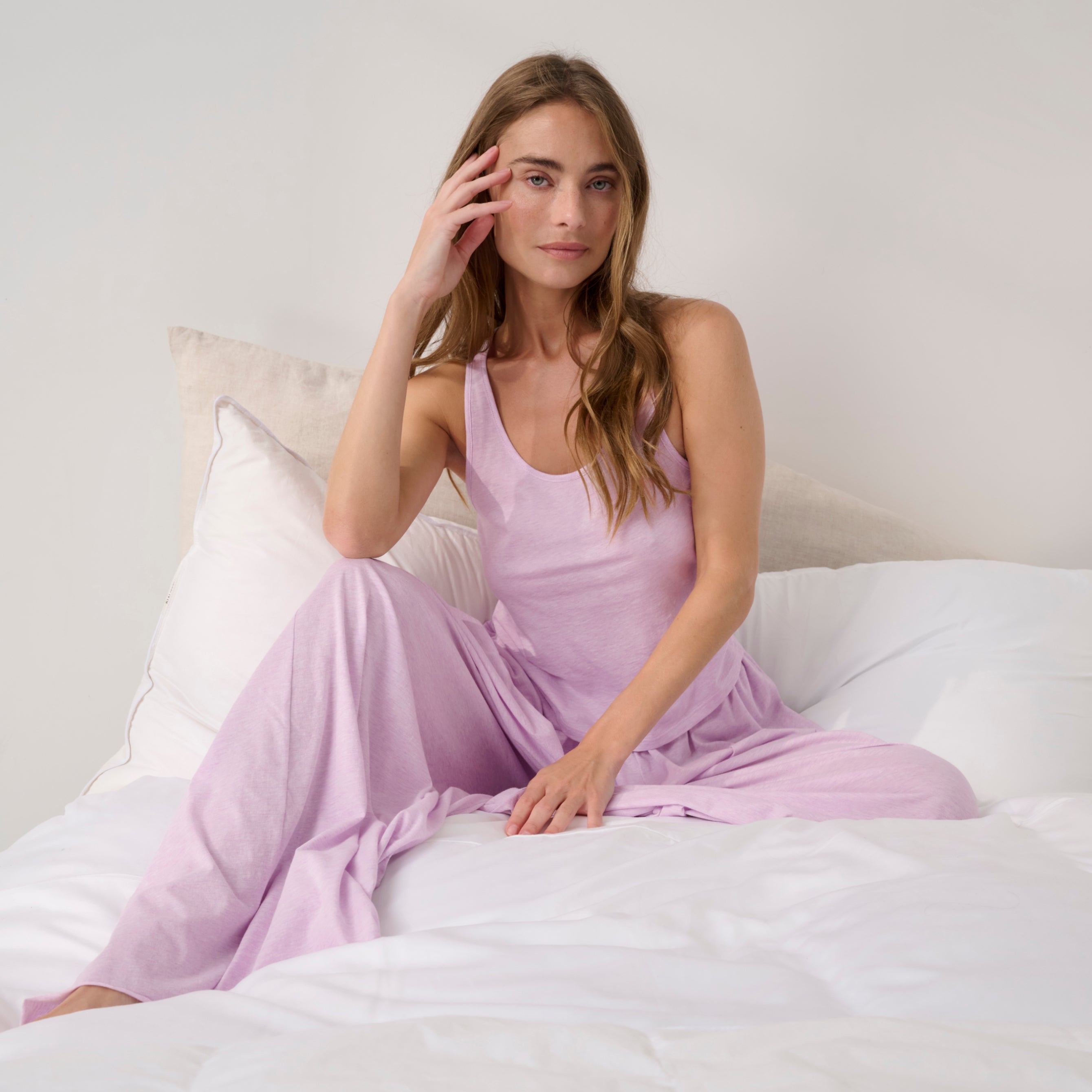 Lunya Pajamas - Organic Pima Curved Hem Tank #Dreamy Lilac Heather