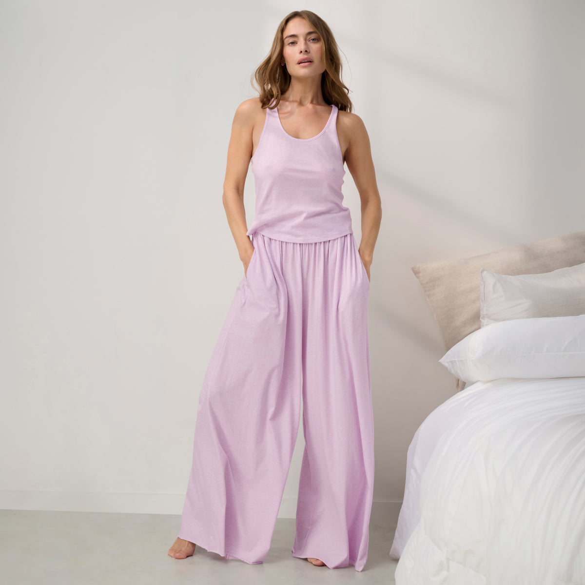 Lunya Pajamas - Organic Pima Curved Hem Tank #Dreamy Lilac Heather