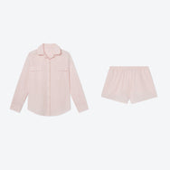 Lunya Pajamas - THE SUNKISSED KIT
AIRY COTTON PIPED BUTTON DOWN + AIRY COTTON PIPED SHORT #ROSEWATER