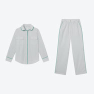 Lunya Pajamas - THE LONG RECESS KIT
AIRY COTTON PIPED BUTTON DOWN + AIRY COTTON PIPED SHORT #STILLWATER STRIPE/SPRING CLOVER