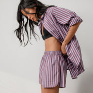 Lunya Pajamas Airy Cotton Curved Hem Boxer - #Odyssey Stripe