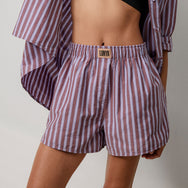Lunya Pajamas Airy Cotton Curved Hem Boxer - #Odyssey Stripe