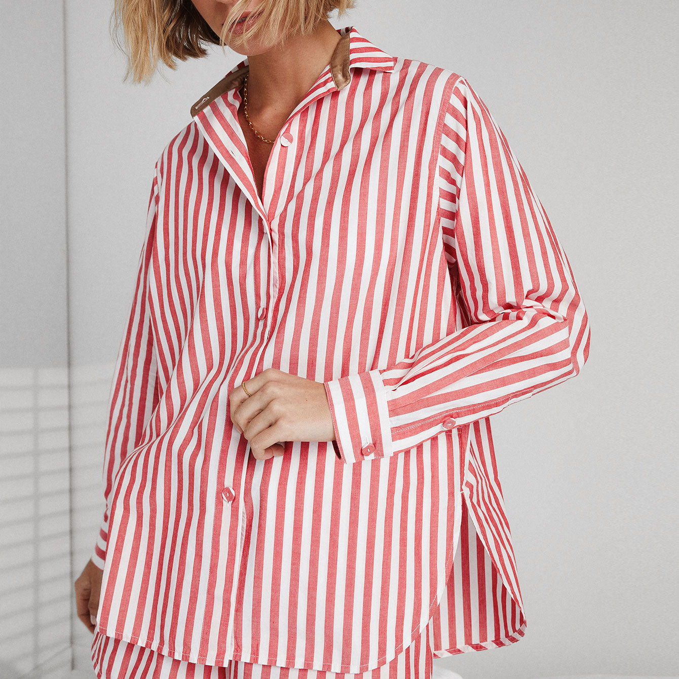 Lunya Pajamas Airy Cotton Curved Hem Shirt - #Charmed Stripe