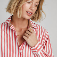 Lunya Pajamas Airy Cotton Curved Hem Shirt - #Charmed Stripe