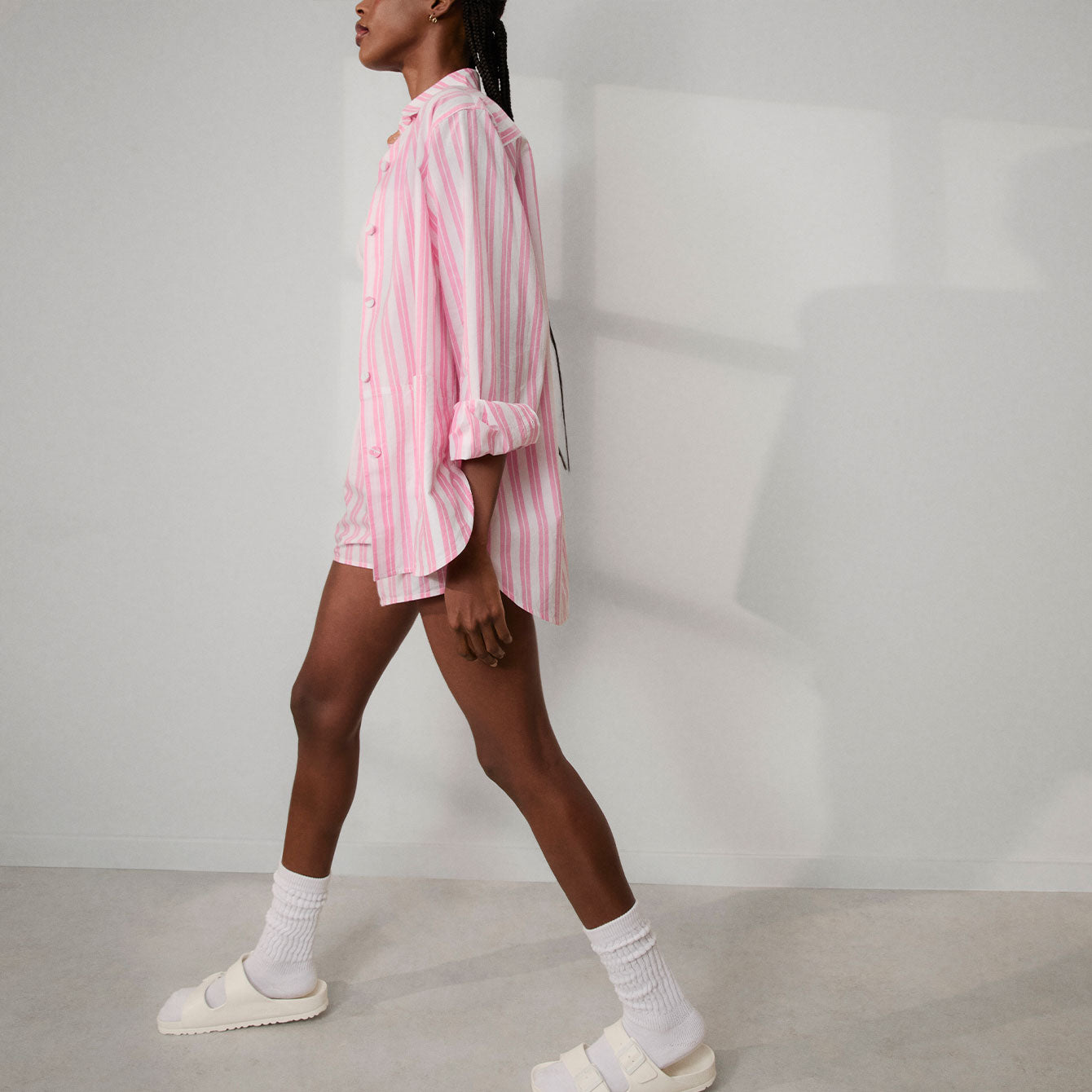 Chemise en coton aéré à ourlet arrondi