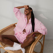 Chemise en coton aéré à ourlet arrondi