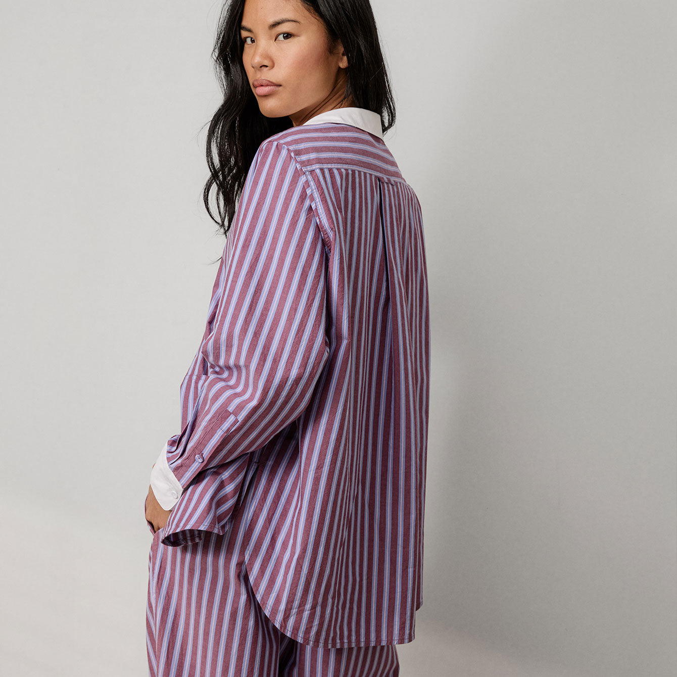 Lunya Loungewear Airy Cotton Curved Hem Shirt - #Odyssey Stripe