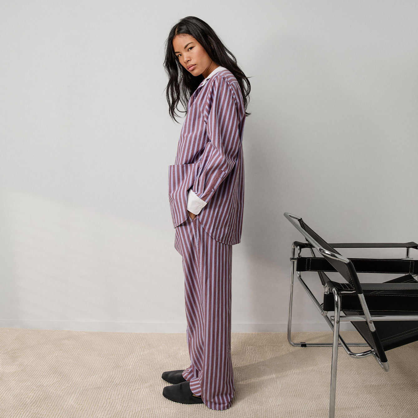 Lunya Loungewear Airy Cotton Curved Hem Shirt - #Odyssey Stripe