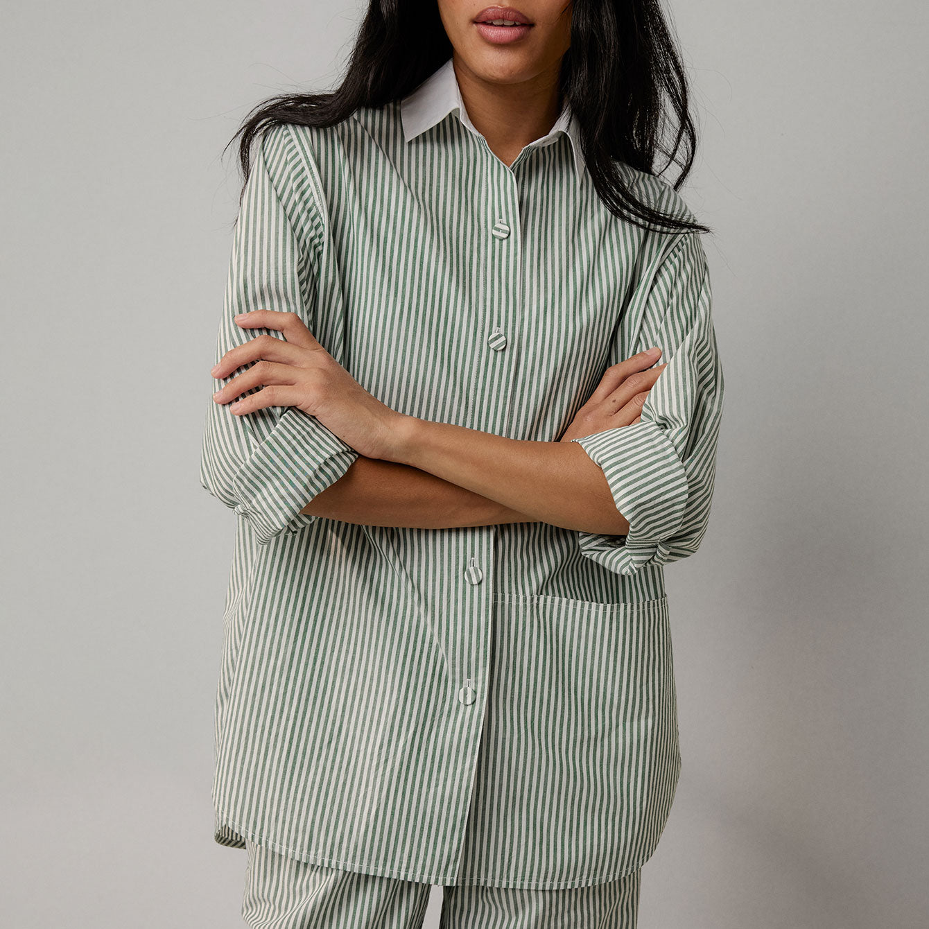 Lunya Loungewear Airy Cotton Curved Hem Shirt - #Overstory Stripe