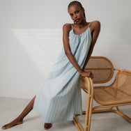 Lunya Pajamas Airy Cotton Maxi Dress - #Azure Stripe