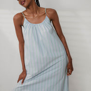 Lunya Pajamas Airy Cotton Maxi Dress - #Azure Stripe