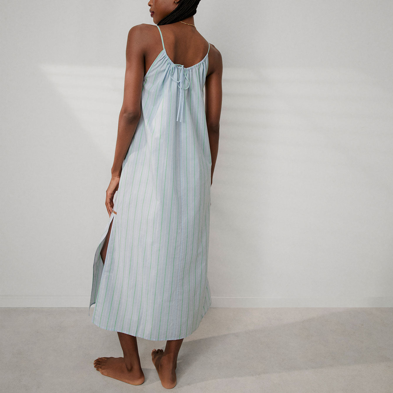 Lunya Pajamas Airy Cotton Maxi Dress - #Azure Stripe