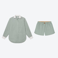 Lunya Pajamas Airy Cotton Curved Hem Boxer - #Overstory Stripe