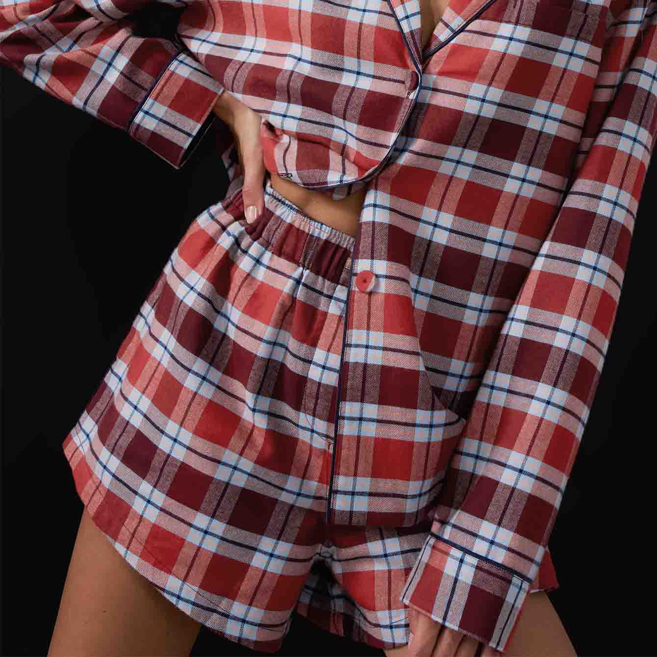 Lunya Pajamas Brushed Flannel Short - #Rustle Plaid