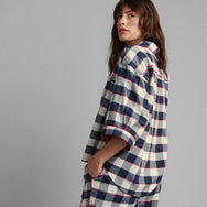 Lunya Sleepwear Brushed Flannel Shawl Collar Button Down - #Alpine Plaid