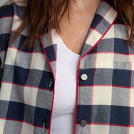 Lunya Sleepwear Brushed Flannel Shawl Collar Button Down - #Alpine Plaid