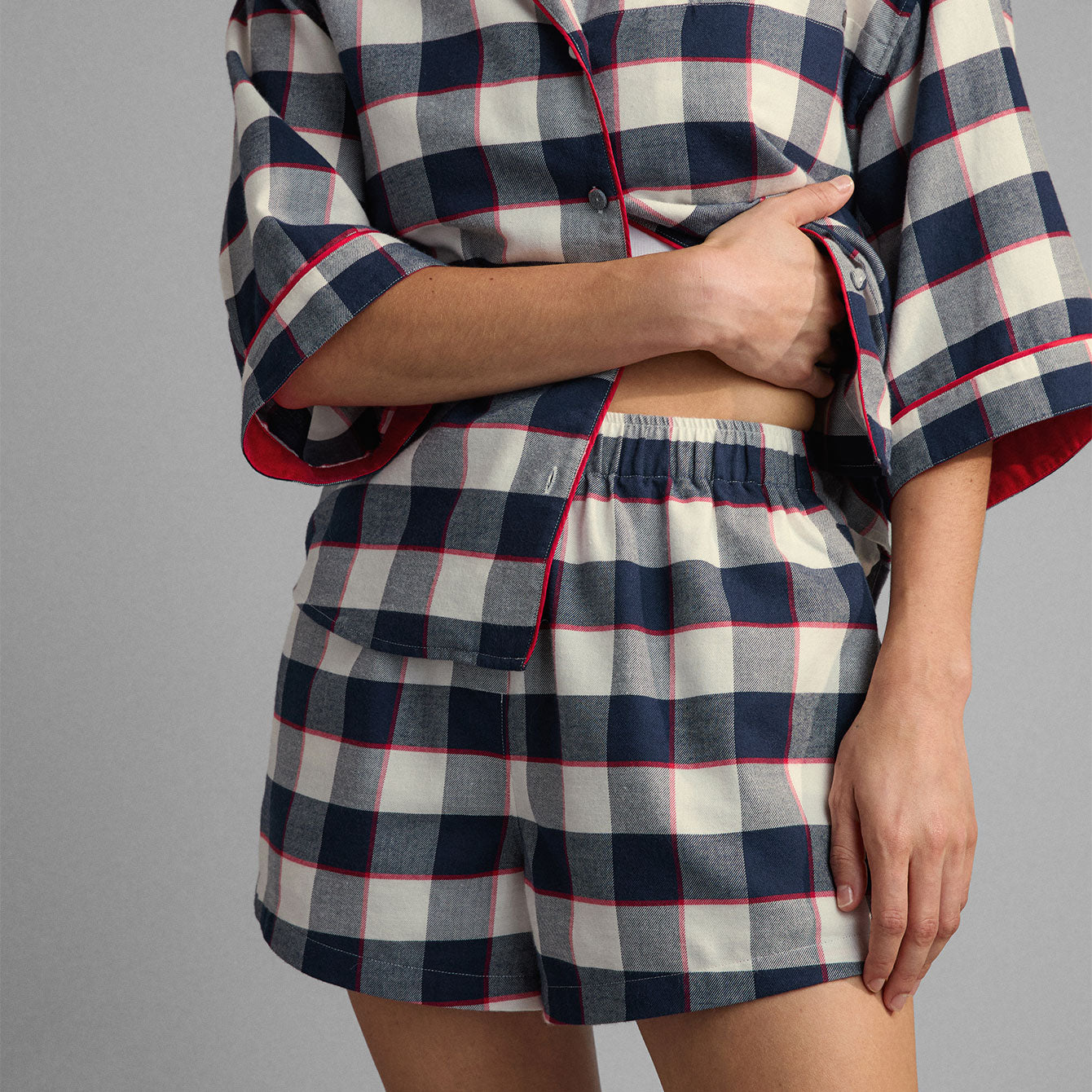 Lunya Sleepwear Brushed Flannel Short - #Alpine Plaid