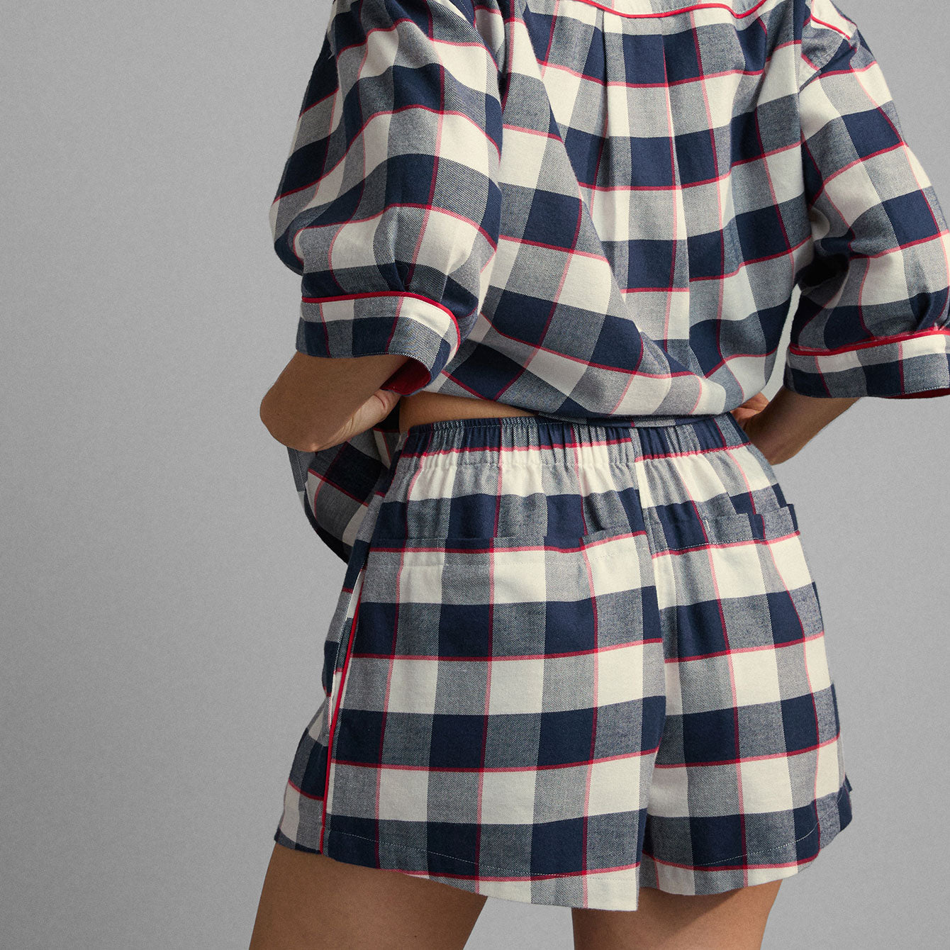 Lunya Sleepwear Brushed Flannel Short - #Alpine Plaid