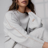 Cashmere Piped Pullover - #Moon Grey
