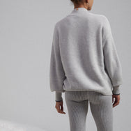Cozy Cotton Silk Pocket Henley - #Mellow Grey Heather