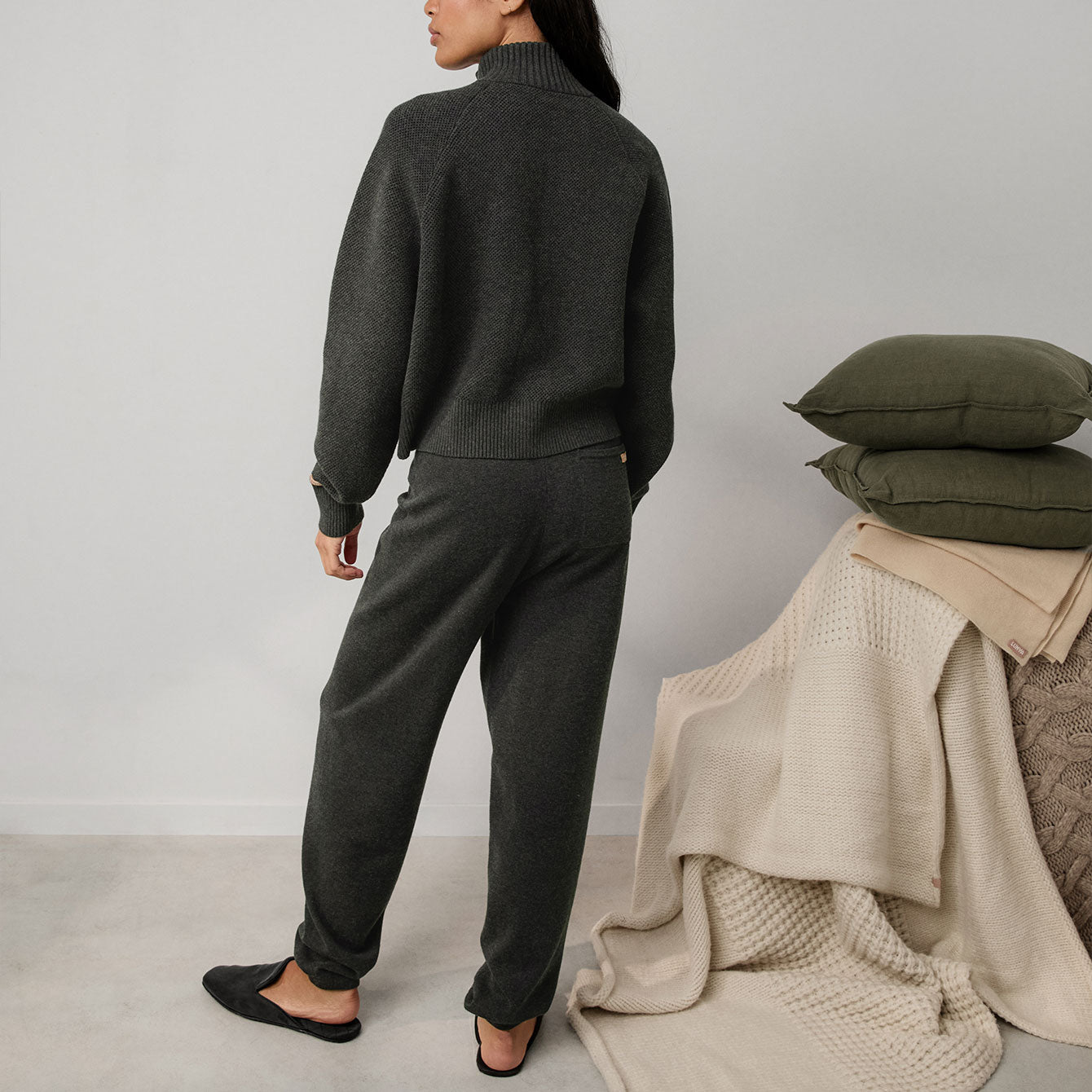 Lunya Loungewear Cottonsilk™ Bomber Zip Up - #Waving Shadow