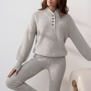 Lunya Loungewear Cottonsilk™ Pocket Henley - #Mellow Grey Heather