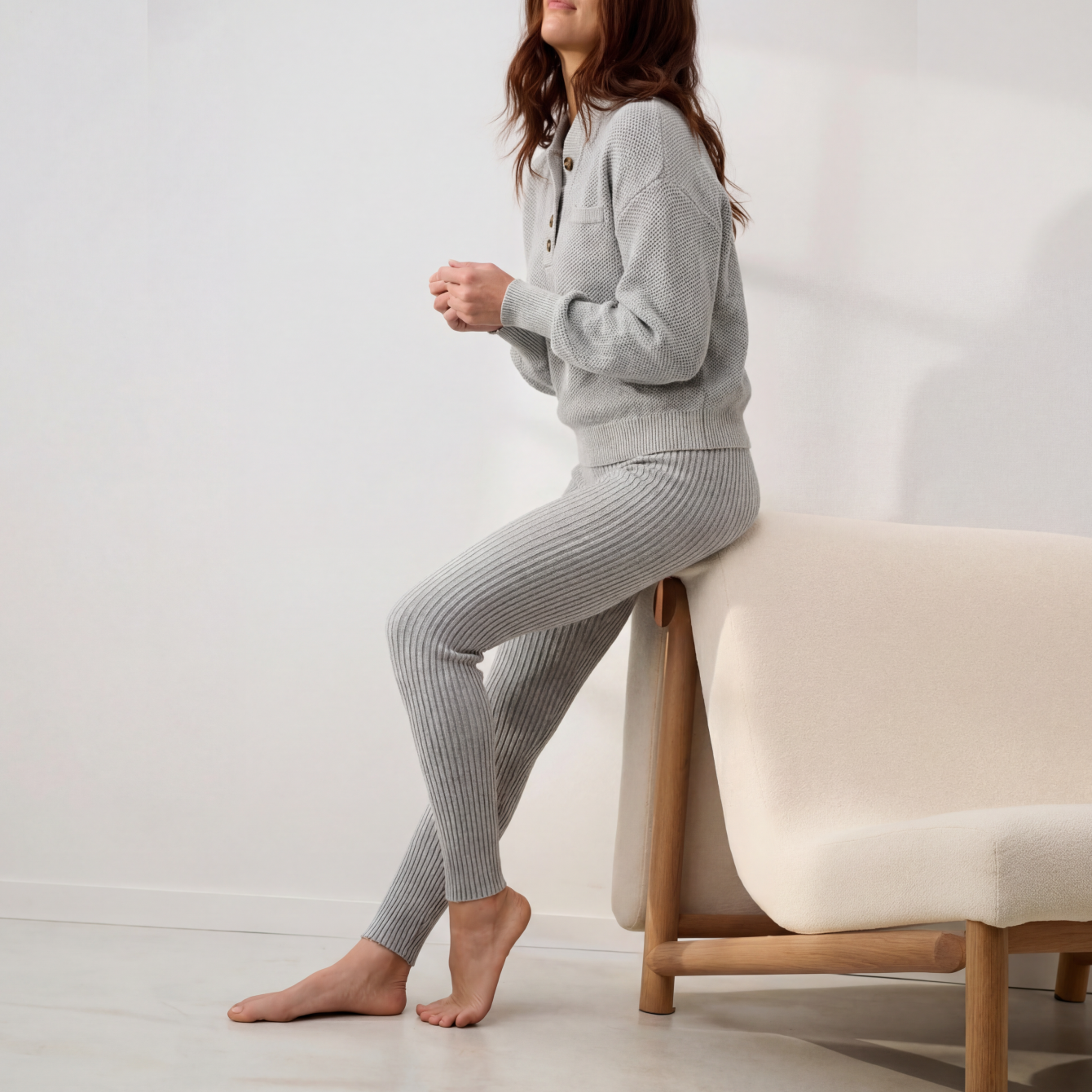 Lunya Loungewear Cottonsilk™ Pocket Henley - #Mellow Grey Heather