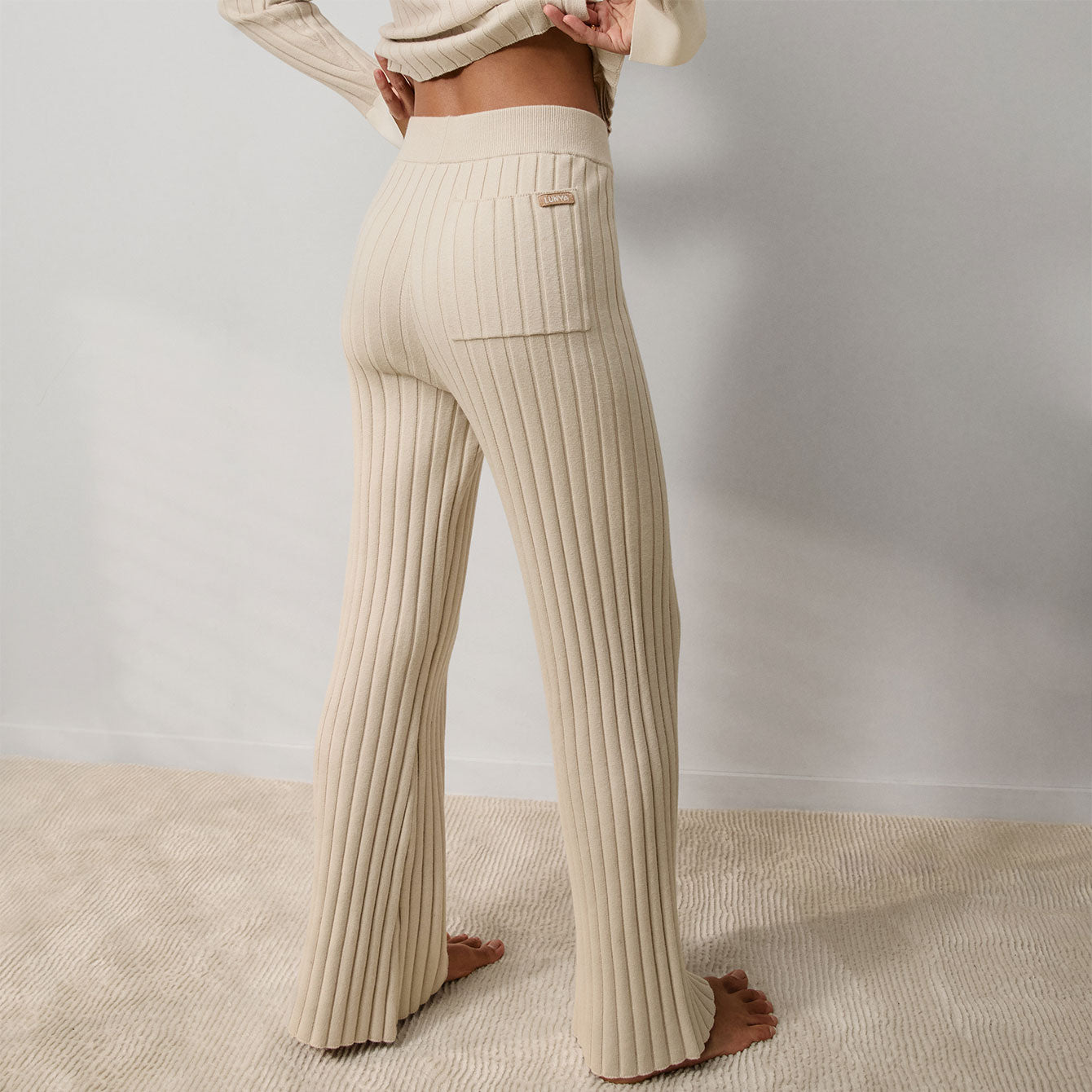 Lunya Loungewear Cottonsilk™ Ribbed Pant - #Calm Tan