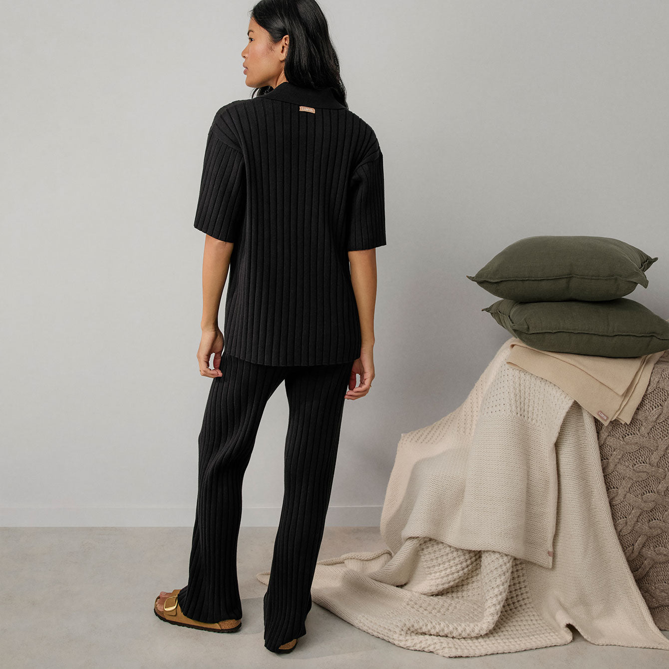 Lunya Loungewear Cottonsilk™ Ribbed Pant - #Immersed Black