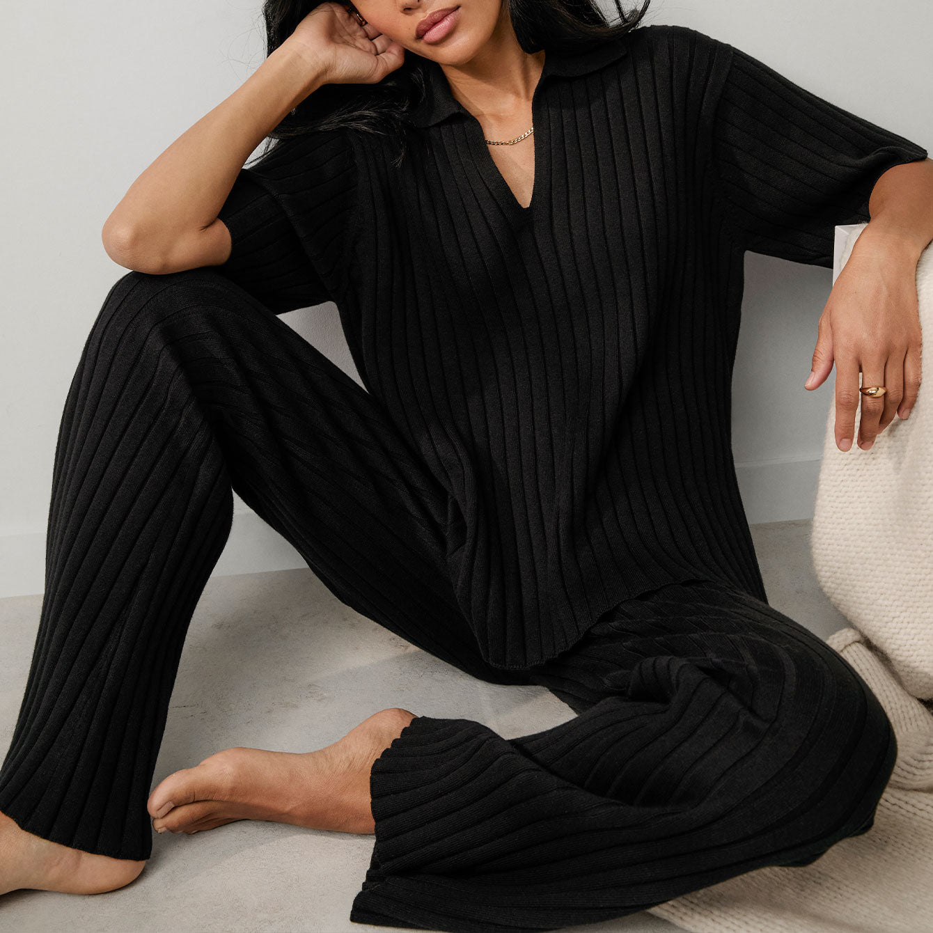 Lunya Loungewear Cottonsilk™ Ribbed Tunic - #Immersed Black